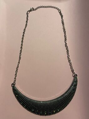 Silver Tone Rhinestone Necklace #9289